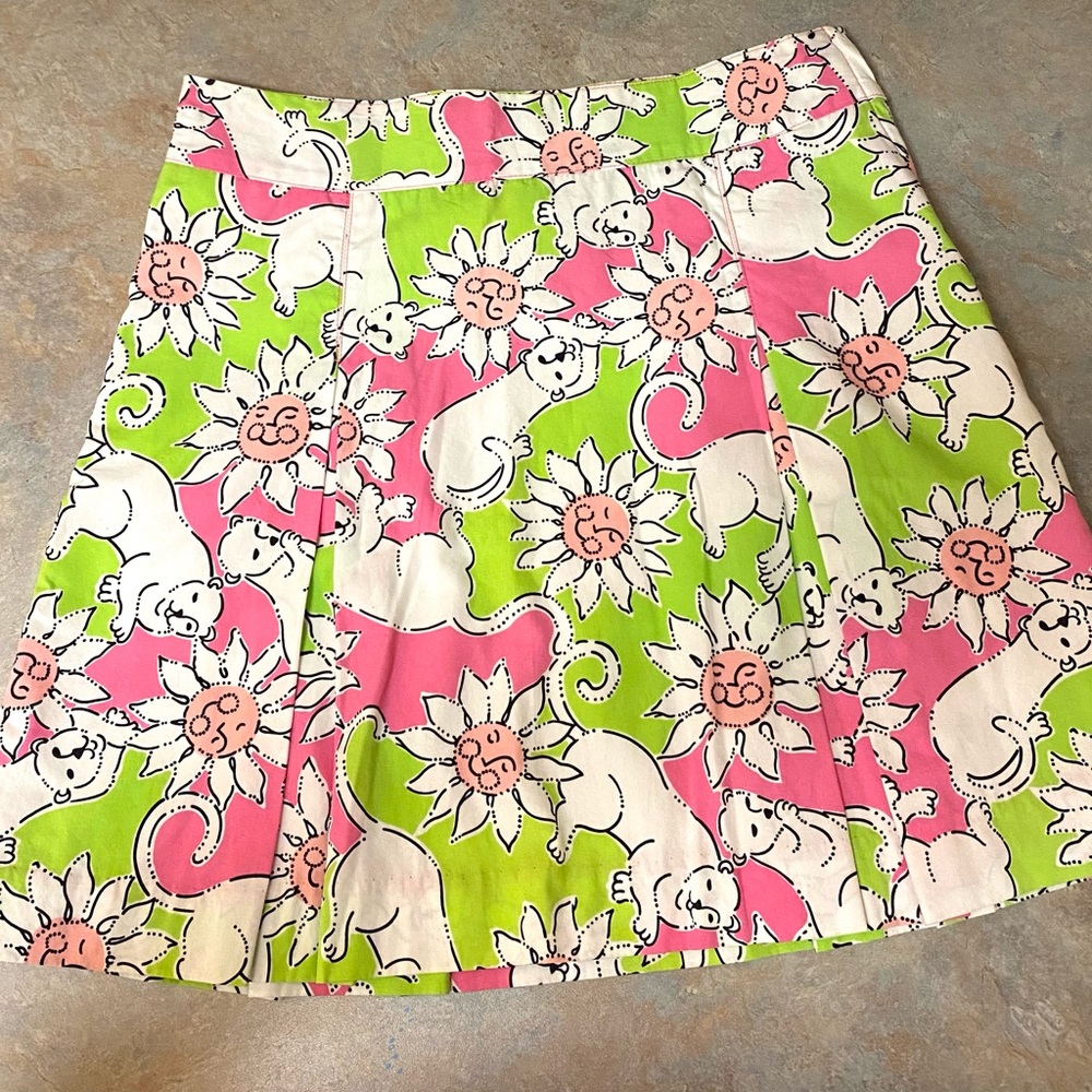 Rare Lily Pulitzer Girls SZ 14 pleated tennis vacation pink and green skirt